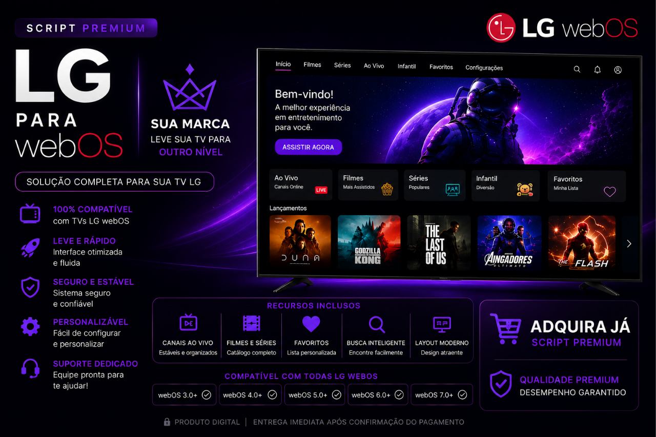 Script IPTV LG webOS — Código-Fonte Completo + Painel Admin